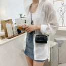 Candy Color Crossbody Bag Women PU Belt Buckle Mini Shoulder Pouch (Black)