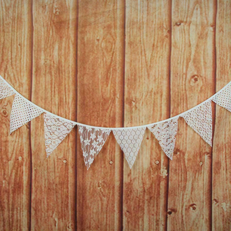 1* White Cotton Lace Flag Banner Bunting Pennant For Wedding Deco Birthday C8N3