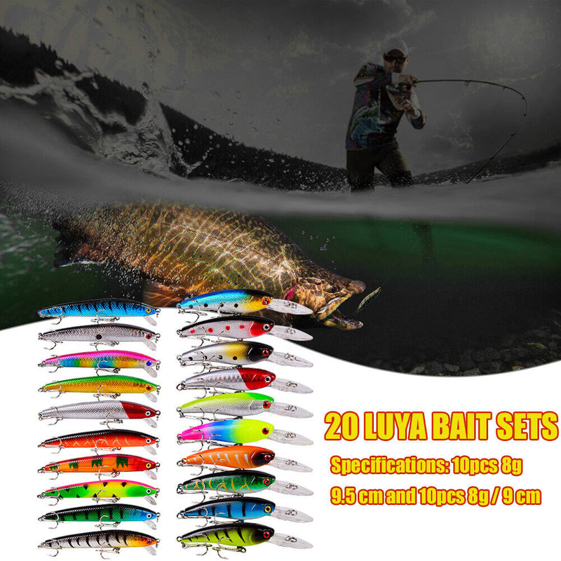 20pcs Minnow 8g 9.5cm 9cm Lures Crankbait Artificial Wobbler Fishing Bait Newly