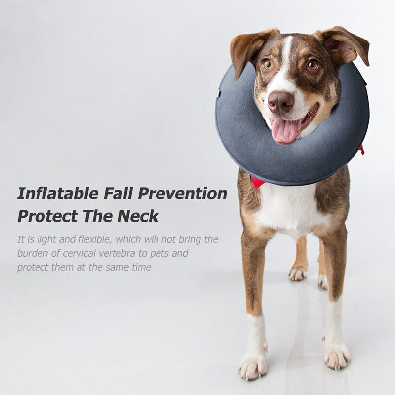 #A Inflatable Dog Neck Cone Recovery Adjustable Elizabeth Circle Healing Protect