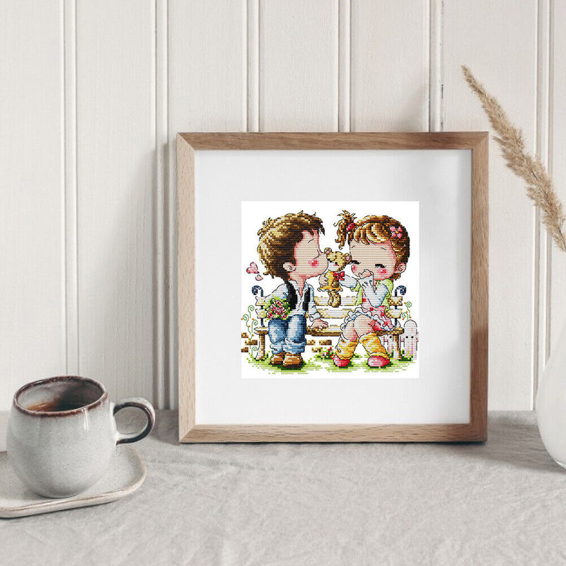 Partial Embroidery Lover Kiss DIY Stamped Canvas 14CT Needlework Sets Home Decor