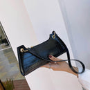 Retro Women Small Handbags Portable Solid Alligator PU Leather Shoulder Tote Bag