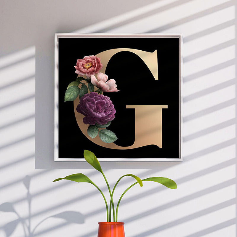 5D DIY Diamond Painting Kits Full Square Drill Flower Letter G Mosaic Picture