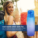 Water Bottle with Time Marker Sports Portable Water Bottle (Blue Purple) Newly