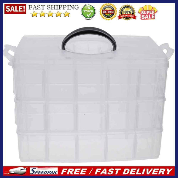 Large Size Plastic Handheld Cosmetic Jewelry Organizer Box Case(Clear)