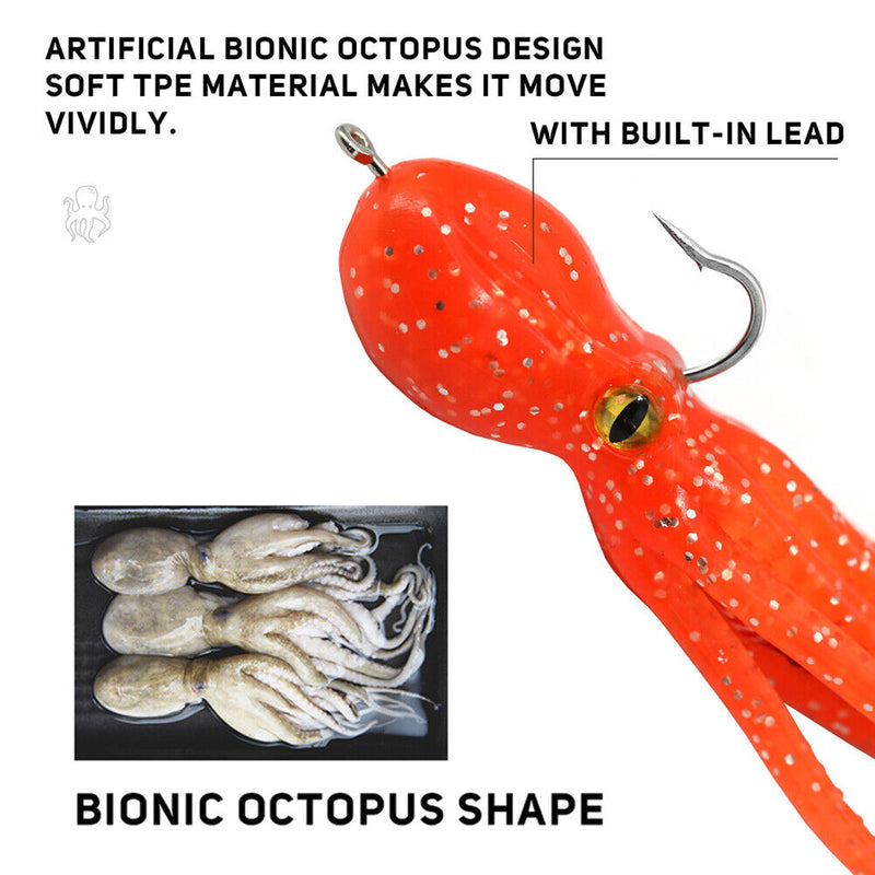 5x 11cm 22g Octopus Soft Fishing Lures Jig Hook Artificial Wobbler Bait (A)