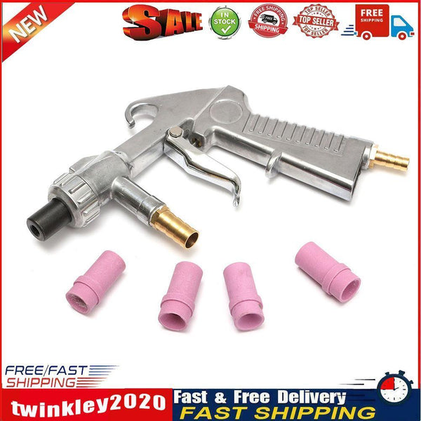 Sandblaster Air Siphon Feed Blast Gun with 1 Metal + 4 Ceramic Nozzle Tips Newly