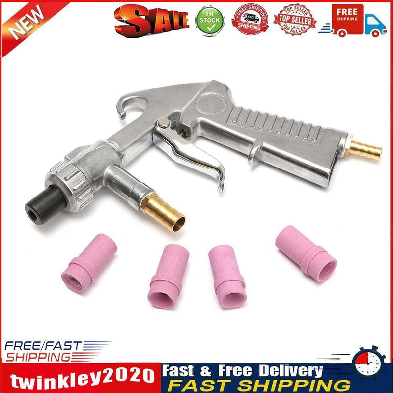 Sandblaster Air Siphon Feed Blast Gun with 1 Metal + 4 Ceramic Nozzle Tips Newly
