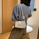 Pure PU Shoulder Bag Women Stone Pattern Weave Strap Square Flap Messenger Pouch