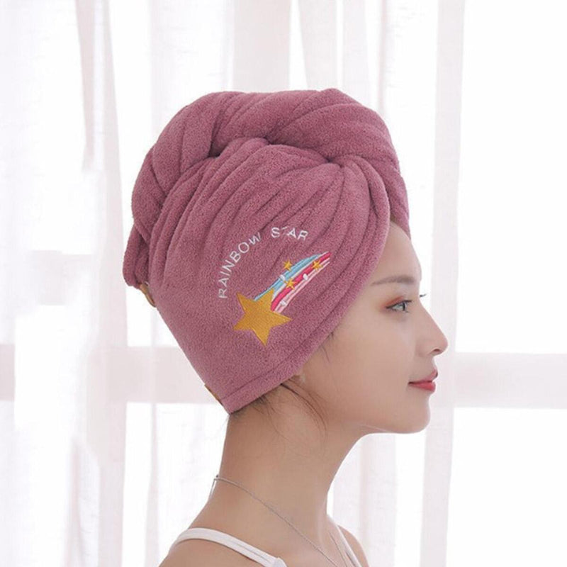 Hair Turban | Microfibre Head Wrap | Quick Dry Drying Bath Shower Hat Cap Pink~