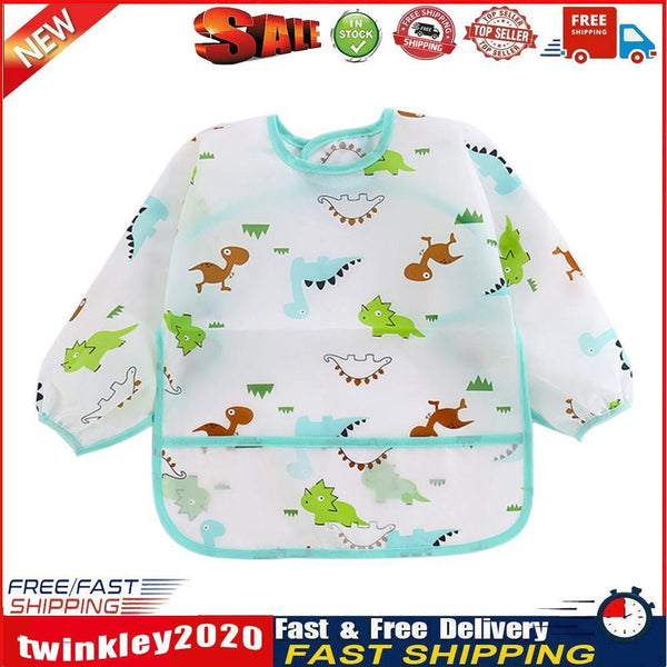 Baby Feeding Bibs Kids Waterproof Long Sleeve Coverall (0-3Years Dinosaur) Newly