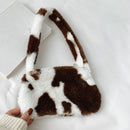 Animal Pattern Underarm Bag Women Mini Plush Shoulder Handbags Purse (11)