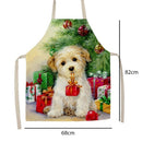 #A Christmas Dog Print Apron Linen Waterproof Cooking Bibs Sleeveless Kitchen