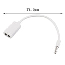 Extension 1 Male To 2 Female Audio Cable White 3.5mm Headphone Y Splitter