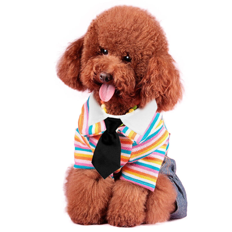 Cat Dog Collar Bow Tie Cotton Pet Formal Necktie for Wedding (Black S)