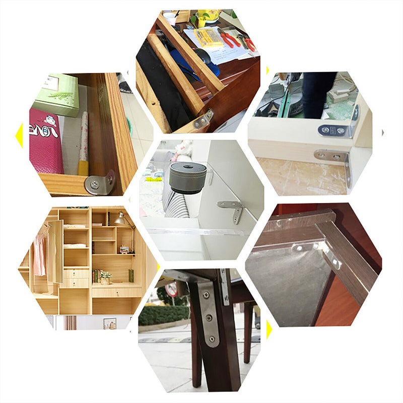 20 Pack Corner Bracket Stainless Steel Right Angle Brackets with 80pcs Scre