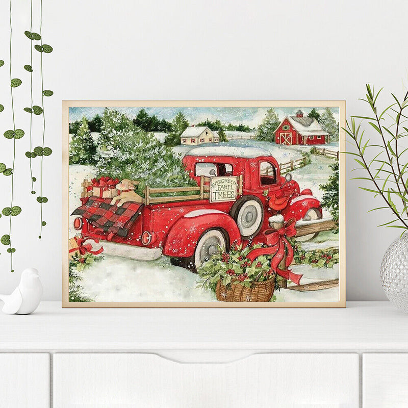 Frameless Oil Paint By Numbers Snow Cars DIY Canvas Picture Craft Kits