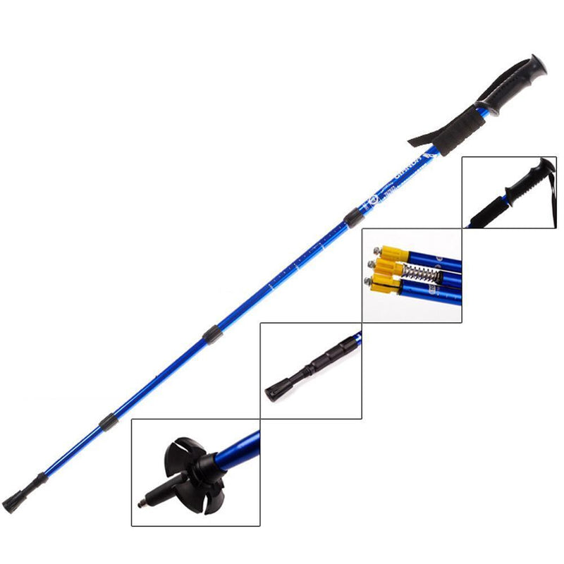 Walking stick carbon straight handle telescopic rod 110 cm 4 section treat cork wa