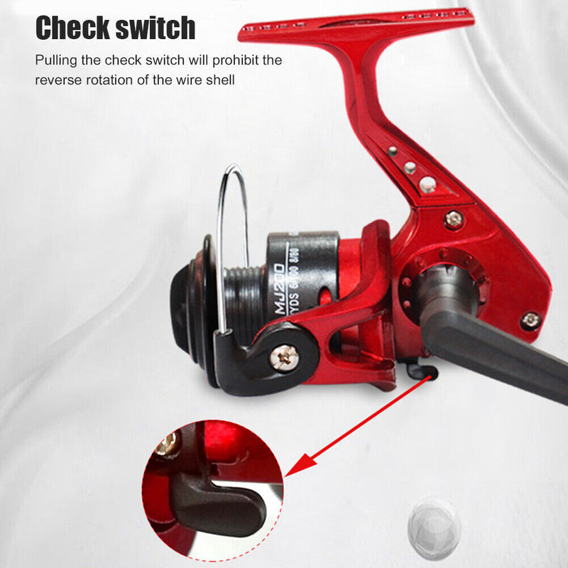 3BB Metal Spool Spinning Reel Smooth Casting Wheel for Saltwater (Red) Newly