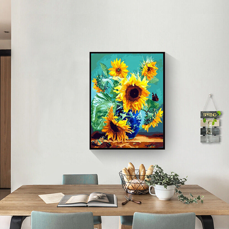 DIY Sunflower Painted On Canvas Artwork Oil Painting By Numbers Kit 40X50cm