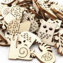 50PCS Wooden Craft Animal Pattern Snail Rabbit Handmade Embellishment Ornaments