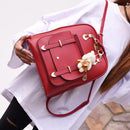 Women Student Preppy Style Cute Bear Pendant Bookbag Backpack(Wine Red