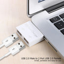 USB 2.0 Male to Twin Charger Dual 2 Port USB Splitter Hub Adapter Converter