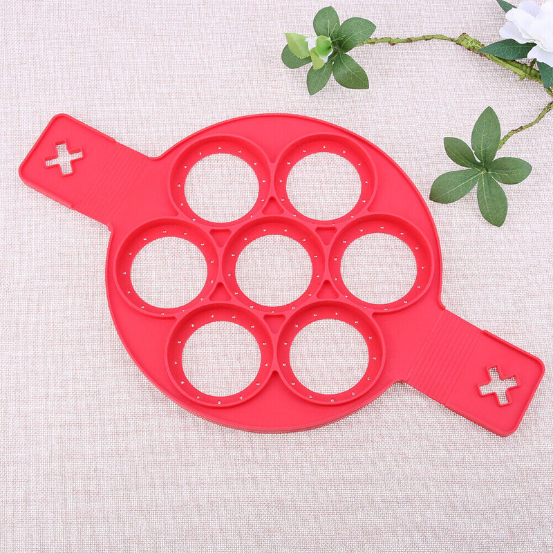 Pancake Egg Ring Maker Silicone Nonstick Kitchen Cooking Tool With 7 Holes