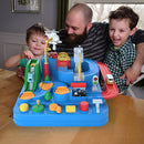 Track Adventure Racing Rail Car Kids Inertia Slide Toys (Blue with 4 Cars) Newly
