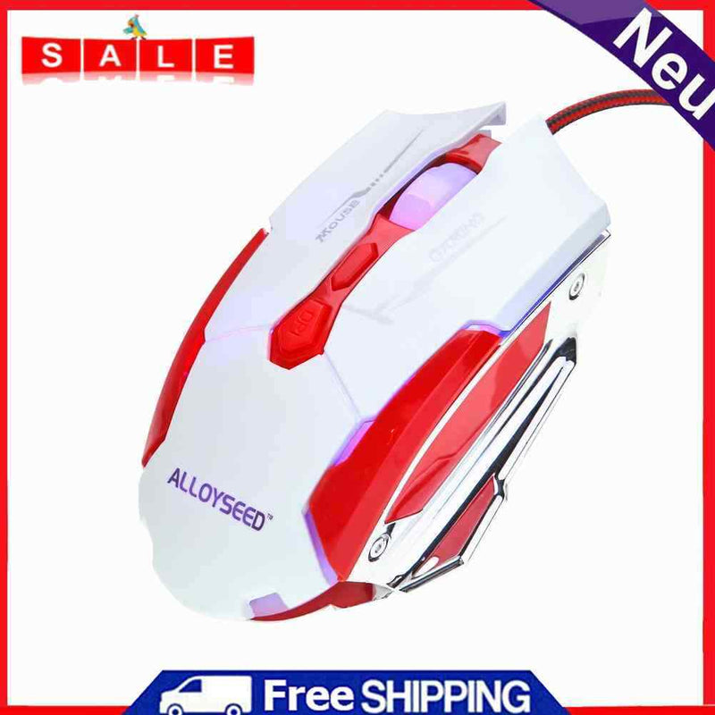 ALLOYSEED K1015 USB Gaming Mouse with Cable, Fast Transfer, 7 Buttons (Red)