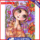 5D DIY Diamond Painting Big-Eyed Girl Cat Full Drill Rhinestone Mosaic Art Kit