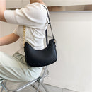 Women Pure Color Chain PU Shoulder Underarm Bag Retro Ladies Small Hobos Handbag