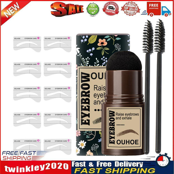 Waterproof EyeBrow Powder Stamp Brow Stencils Shaping Kit (Medium Brown) Newly