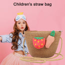 Summer Kids Girls Straw Shoulder Bag Strawberry Carrot Beach Sun Hat Coin Purse