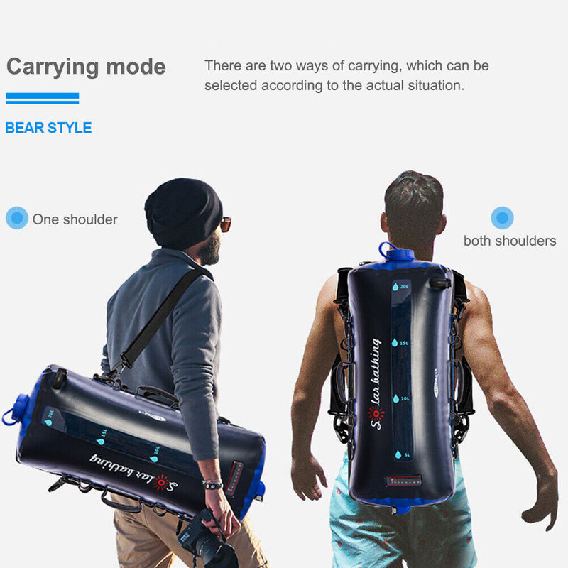 20L Water Storage Bags Outdoor Camping Hiking Solar Shower Bathing Bag
