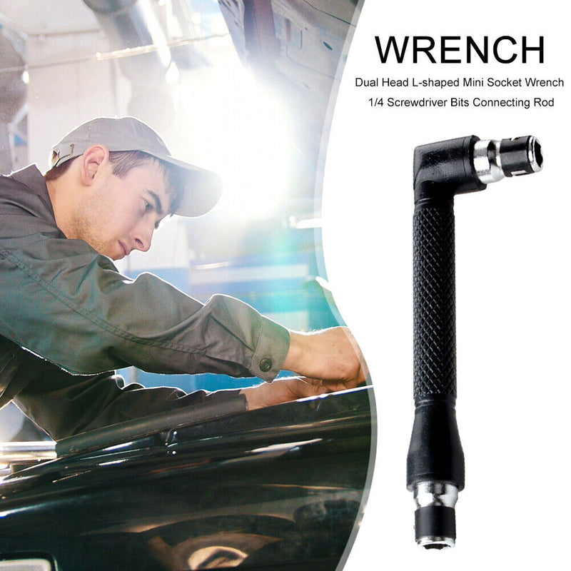 Dual Head L-shaped Mini Socket Wrench 1/4 Screwdriver Bits Connecting Rod Newly