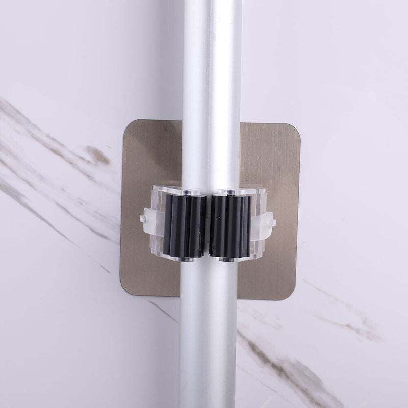 Adhesive Hooks Kitchen Bathroom Wall Mop Hanger Broom Holder Rack (Black) Newly