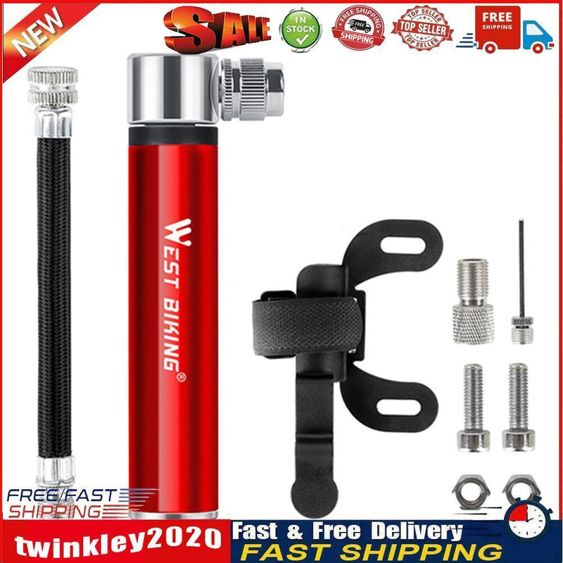 WEST BIKING Mini Bicycle Pump Tire Inflator for MTB Bike Basketball (Red) Newly