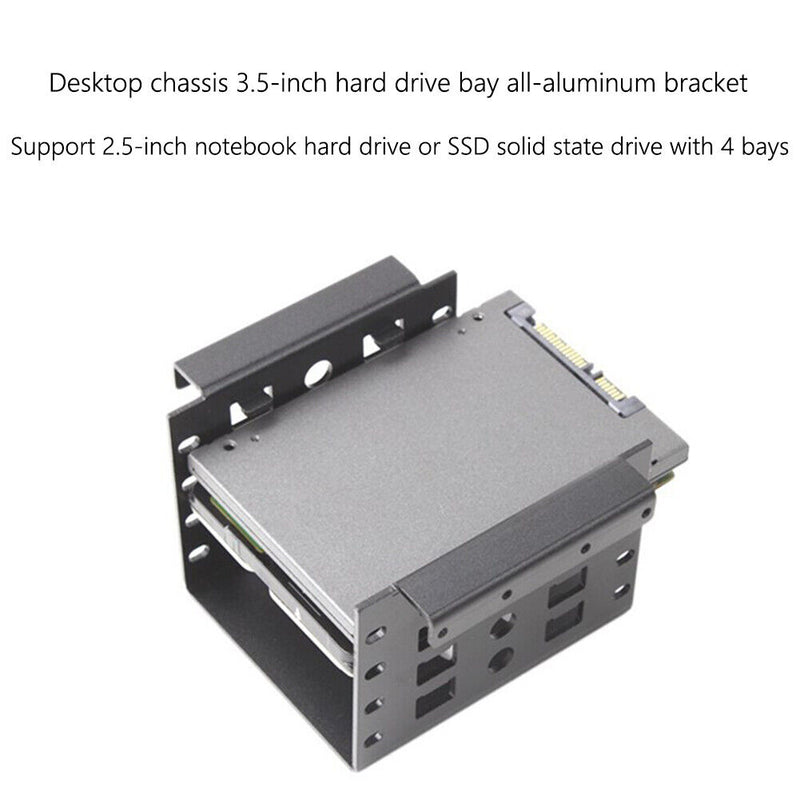 4 Bay 2.5 inch to 3.5 inch SSD Hard Drive Caddy Internal Mounting Tray Rack