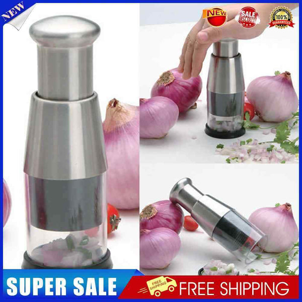2pcs Manual Onion Garlic Crusher Press-type Stainless Steel Vegetable Cutter
