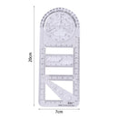 Multifunctional Geometric Drawing Ruler Rotatable Art Design Template (A)