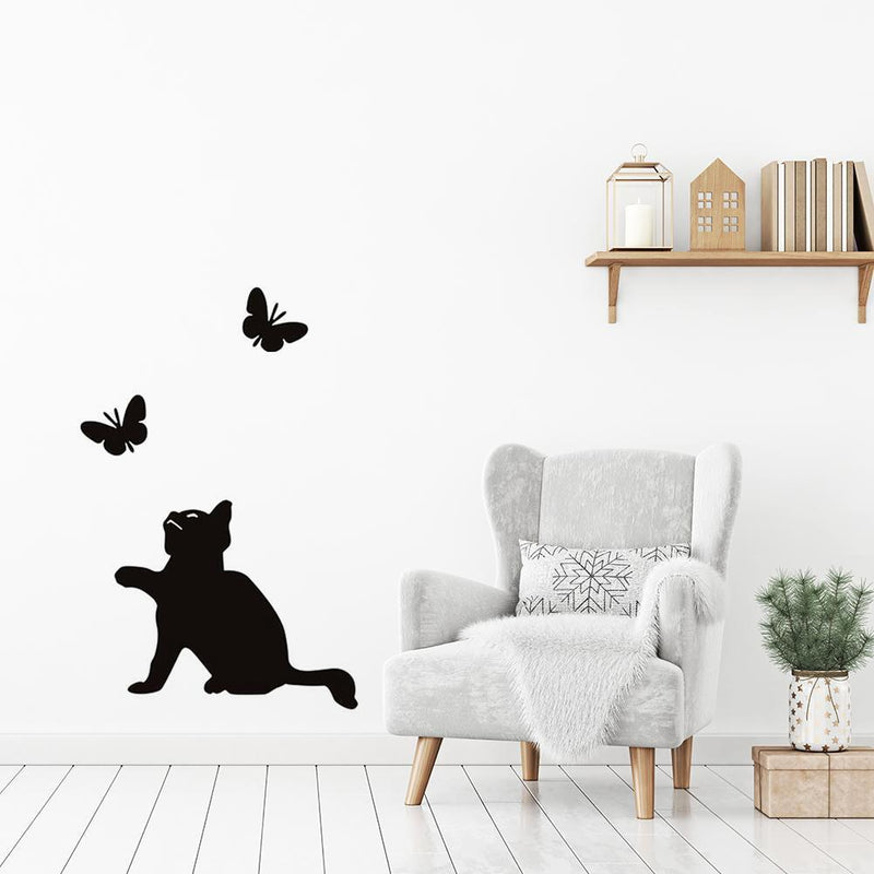 Cat Butterfly Printed PVC Waterproof Self-adhesive Removable Wall Stickers Newly