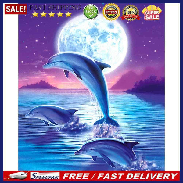Acrylic Oil Painting By Numbers Dolphin Handmade Digital Picture Art Home Dec