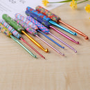 9pcs Ceramic Handle Needles Aluminum Crochet Hooks Set for Weaving Sewing B