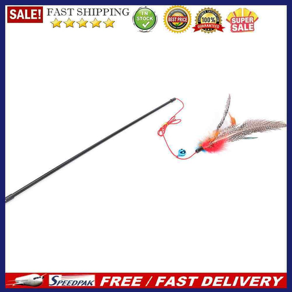1pc Cat Teaser Wand Toys Funny Colorful Feather Rod Pet Interactive Bell St