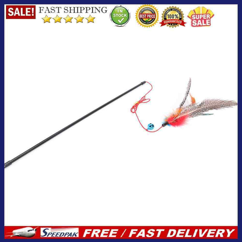 1pc Cat Teaser Wand Toys Funny Colorful Feather Rod Pet Interactive Bell St