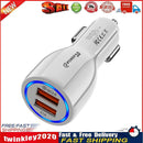 Phone Car Charger QC3.0 Dual USB Fast Charging Adapter for Mobile (White) Newly