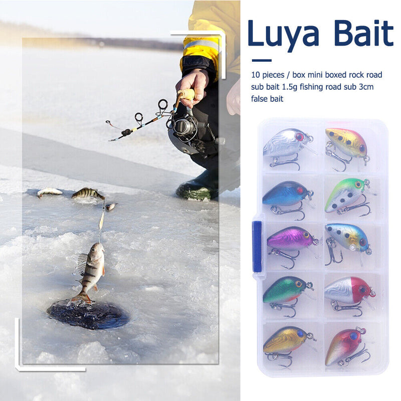 10x 3cm 1.5g Bionic Crank Wobblers Fishing Lures Artificial Baits w/ Storage Box