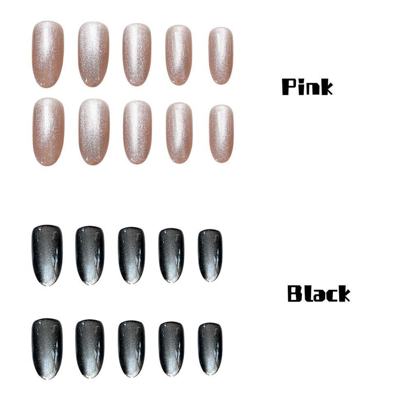 Wearable Medium Long Length Coffin Press on Nails Cat Eye French False Nail