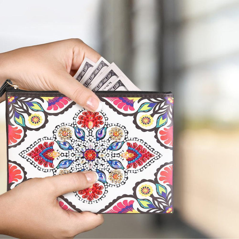 DIY Mandala Special Shaped Diamond Painting Zipper Wallet Wristlet Clutch Newly